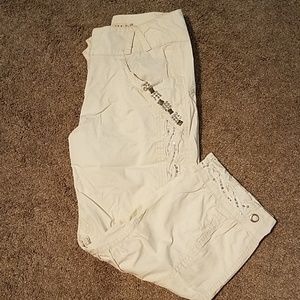 White capris with bling